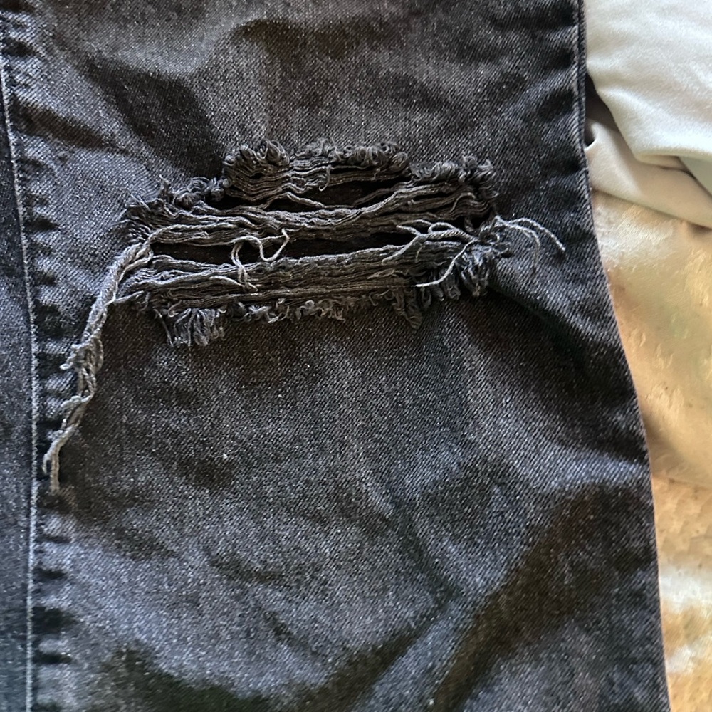 Black Low Rise Distressed Bootcut Jeans - Picture 5 of 8
